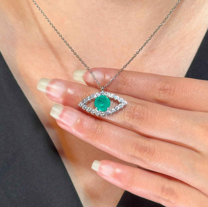 Green Eye Silver Necklace