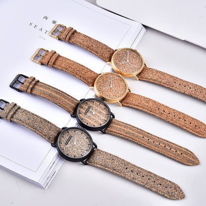 Cork Grain Couple Fashion Casual Wood Grain Women's and Men's Watch