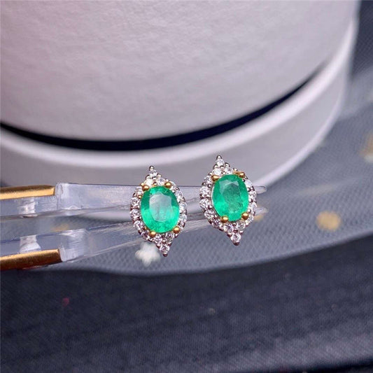 Natural Emerald 925 Silver Earring