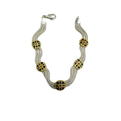 Bracelet nid d'abeille en argent doré