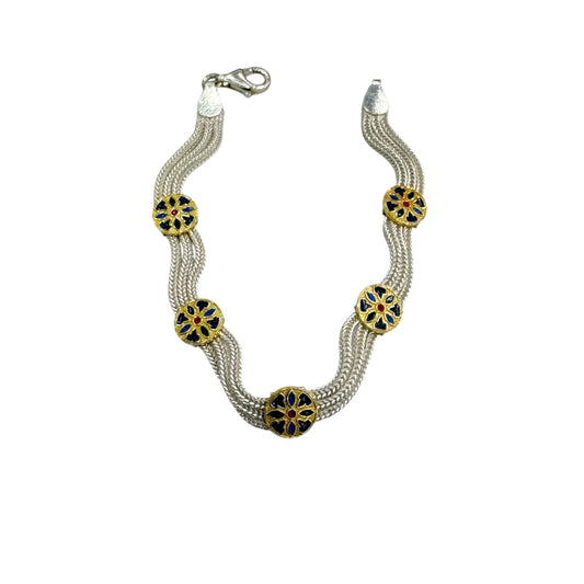 Gold-Waben-Silberarmband