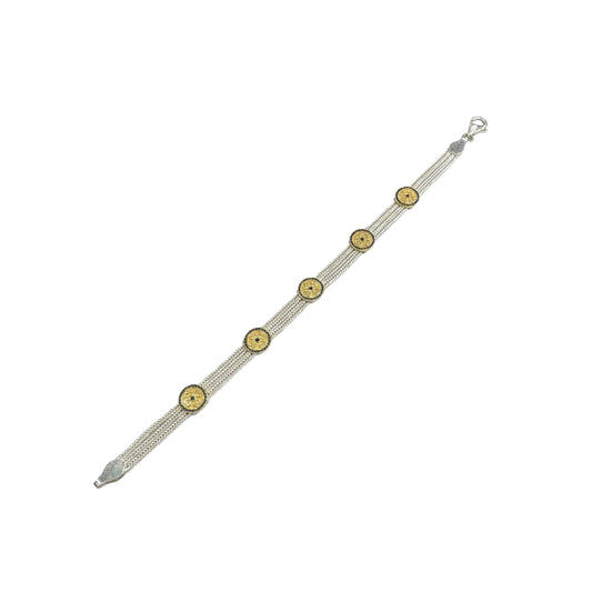 Bracelet en argent série nid d'abeille doré