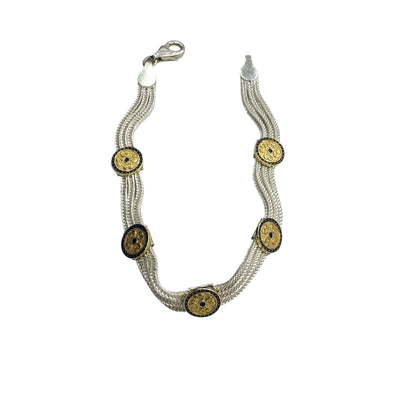 Bracelet en argent série nid d'abeille doré
