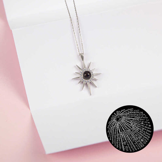 Collier en argent pour femme « Je t'aime en 100 langues » Étoile du Nord