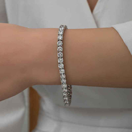 Silver 2.5 mm White Stone Water Channel Women's Bracelet