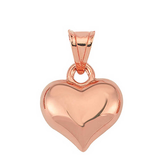 Pendentif en argent pour femme en forme de cœur rose 3D