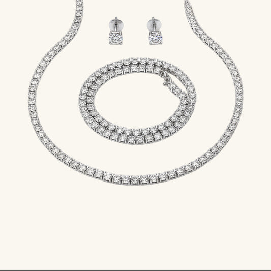 White Stone Tennis Women's Silver Set