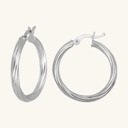 3 mm Spiral Hoop Women's Silver Earrings