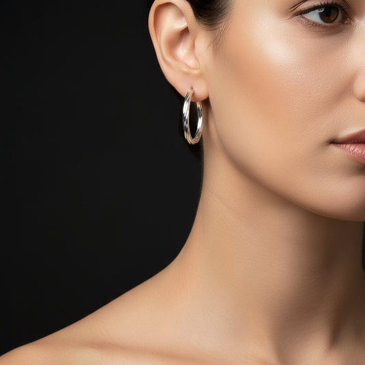 3 mm Spiral Hoop Women's Silver Earrings