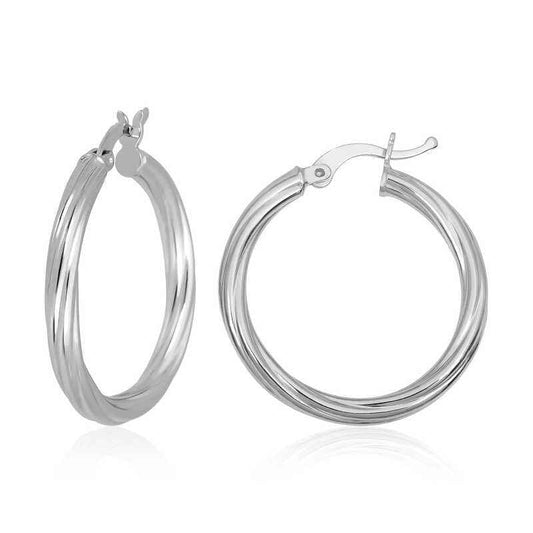 3 mm Spiral Hoop Silver Earrings