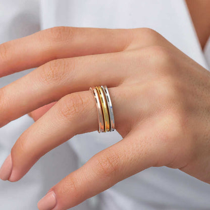 Bague en argent tricolore Ajda pour femme 