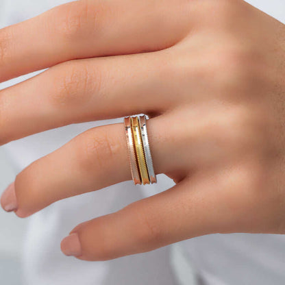 Bague en argent tricolore Ajda pour femme 