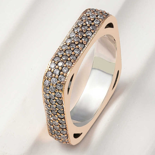 Bague en argent pour femme à trois rangées de créoles carrées