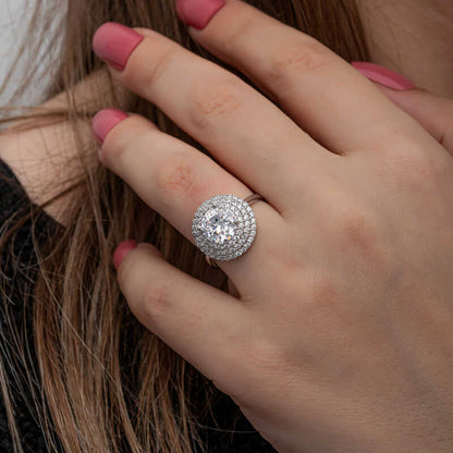 Bague en argent pour femme Anturaj à 3 rangs de pierres