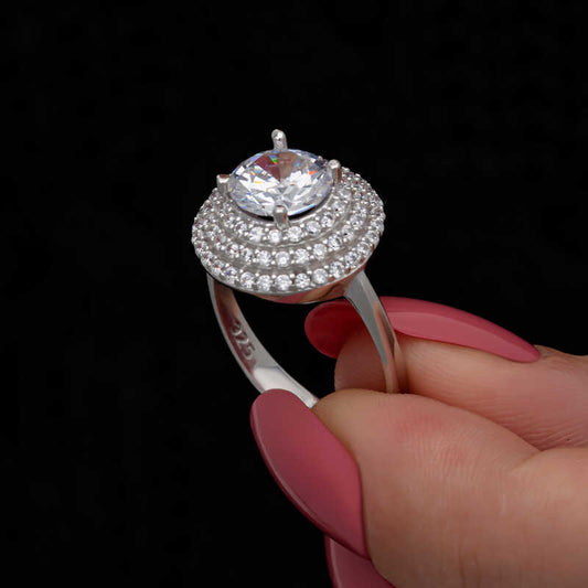 3 Row Stone Anturaj Women's Silver Ring
