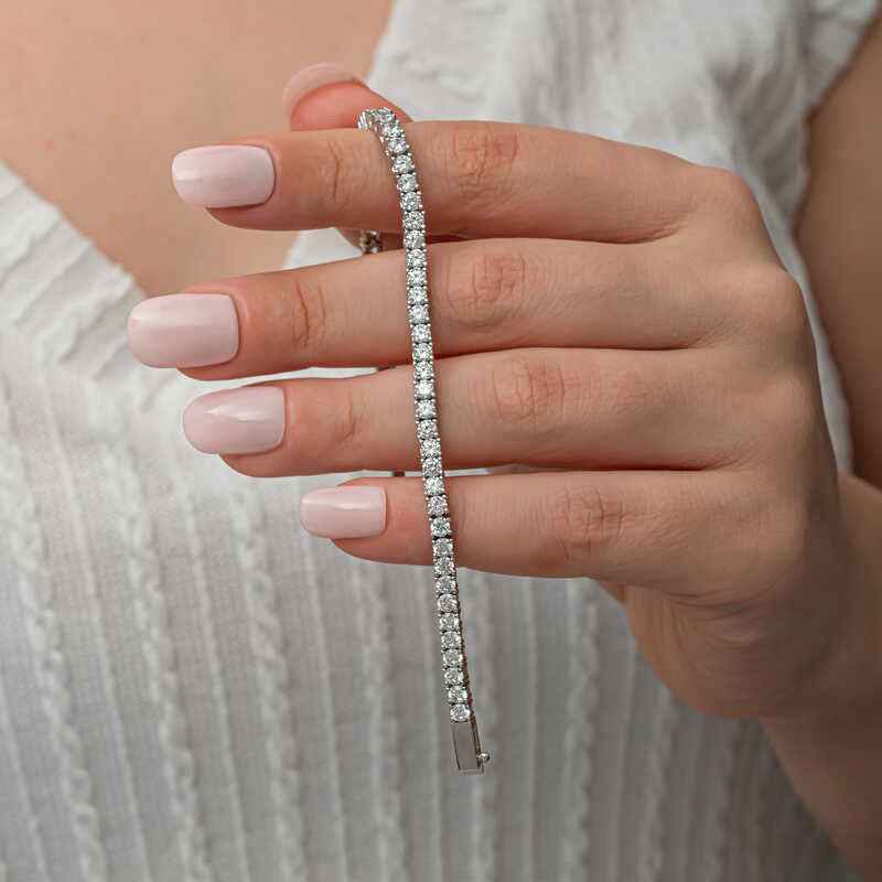 3.5 mm White Stone Waterway Women's Silver Bracelet