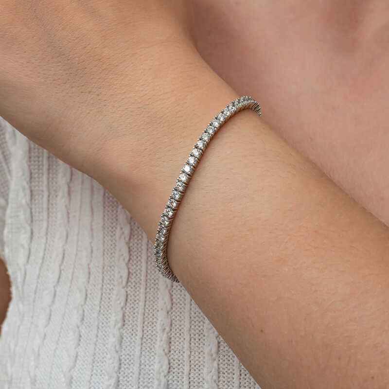 3.5 mm White Stone Waterway Women's Silver Bracelet