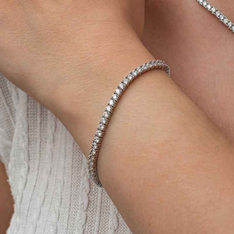 3.5 mm White Stone Waterway Women's Silver Bracelet