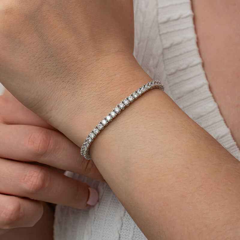 3.5 mm White Stone Waterway Women's Silver Bracelet