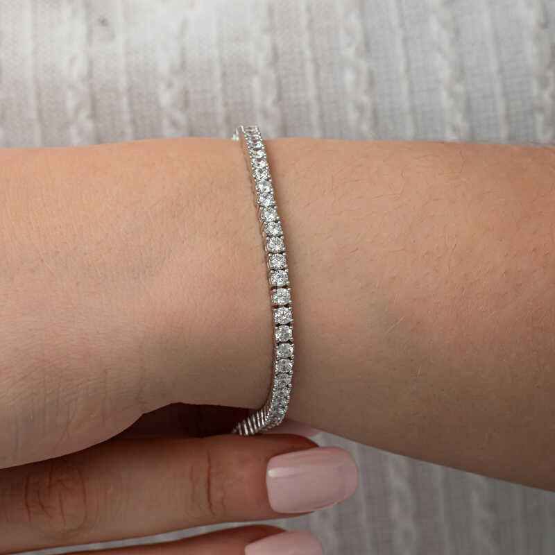 3.5 mm White Stone Waterway Women's Silver Bracelet
