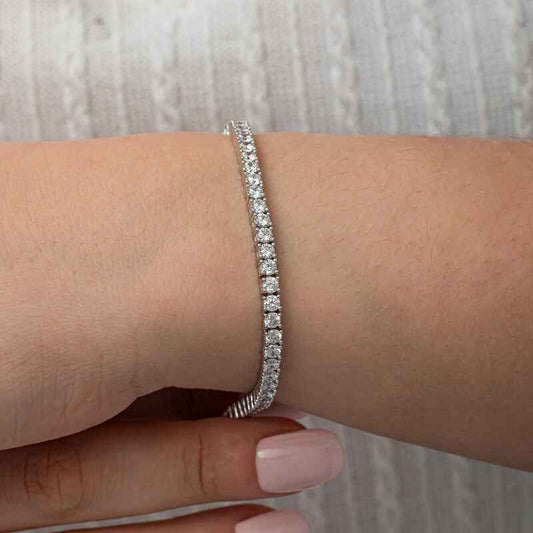 3.5 mm White Stone Waterway Women's Silver Bracelet