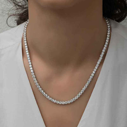 4 mm White Stone Waterway Women's Silver Necklace