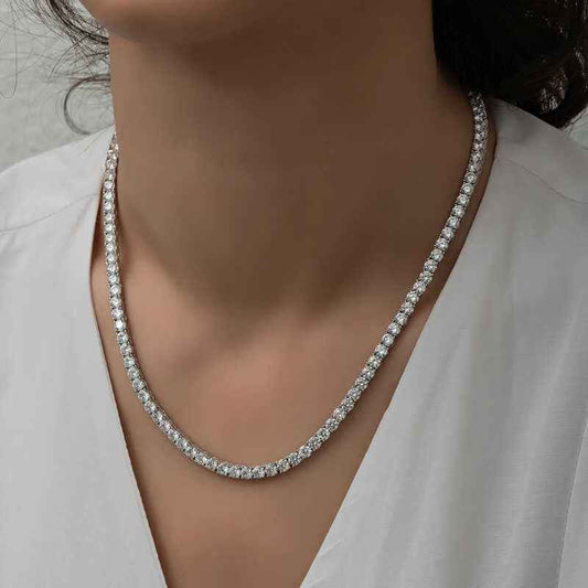 4 mm White Stone Waterway Women's Silver Necklace