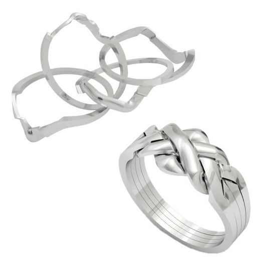 Bague puzzle 4 pièces en argent