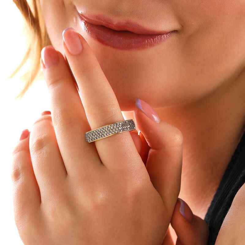 4 Row Square Full Hoop Women's Silver Ring
