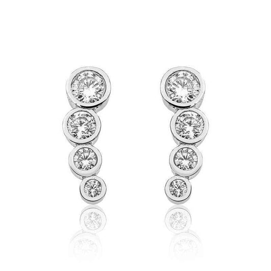 4 Stone Women's Silver Earrings
