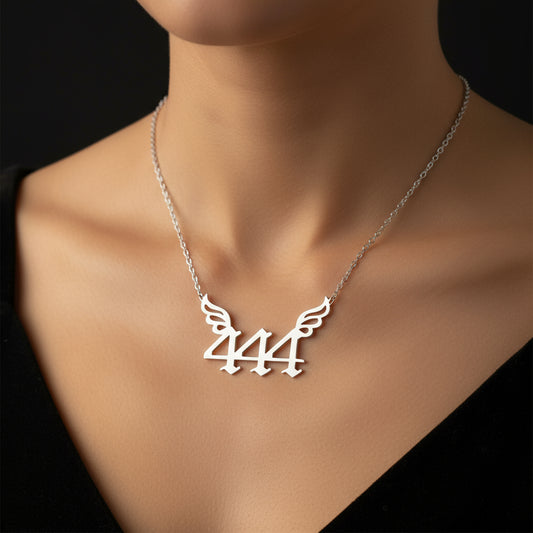 444 Angel Number Women's Silver Necklace