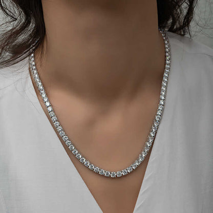 5 mm White Stone Waterway Women's Silver Necklace