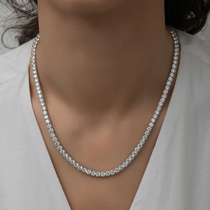 5 mm White Stone Waterway Women's Silver Necklace