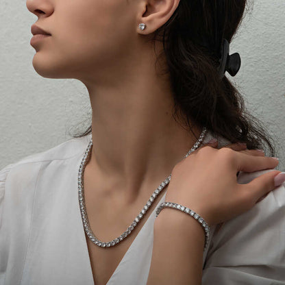 Parure en argent pour femme avec pierre blanche Waterway de 4 mm