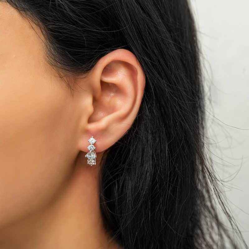 5 Stone Silver Earrings