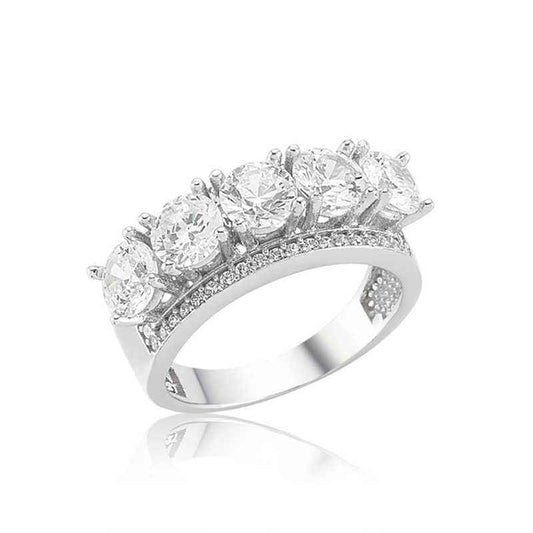 5 Stone Women's Silver Ring