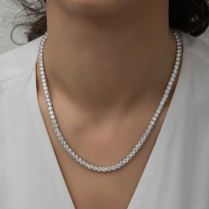 6 mm White Stone Tennis Women's Silver Necklace