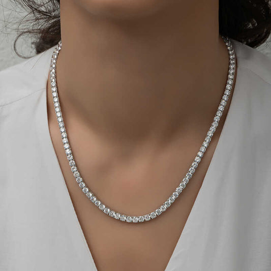 6 mm White Stone Tennis Women's Silver Necklace