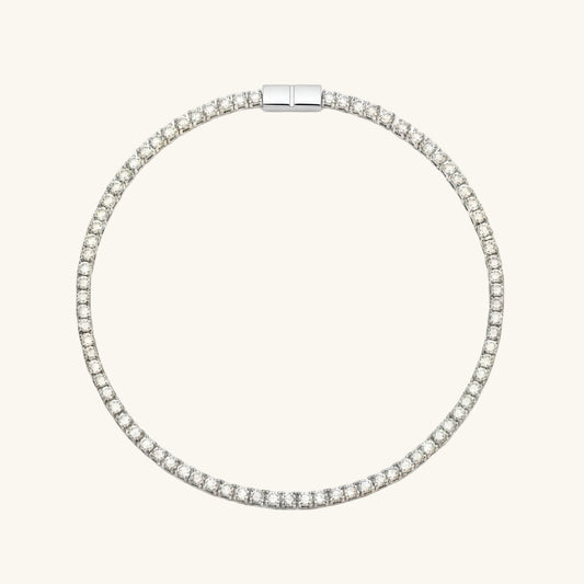 6 mm White Stone Tennis Women's Silver Necklace