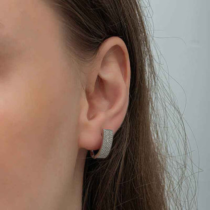 7 Row White Stone J Women's Silver Earrings