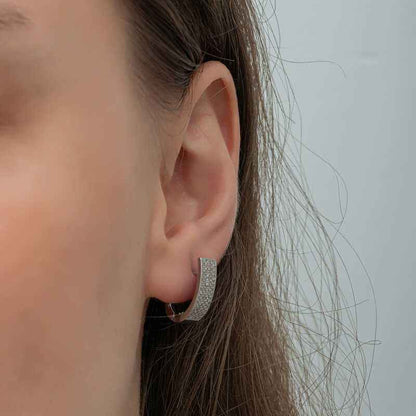 7 Row White Stone J Women's Silver Earrings