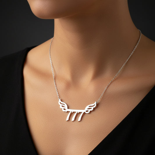 777 Angel Number Women's Silver Necklace