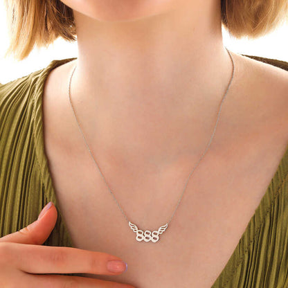 888 Angel Number Women's Silver Necklace