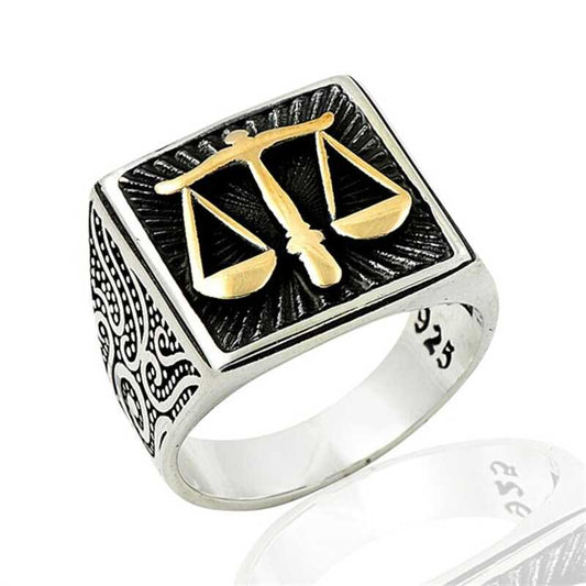 Bague en argent pour homme Balance de la Justice