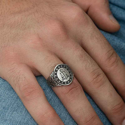 Justice Scale Men's Silver Ring