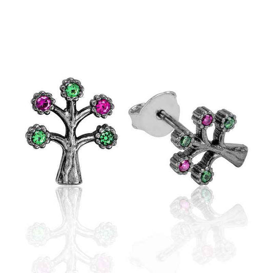 Tree of Life Stud Women's Silver Earrings