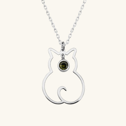 August Birthstone Katze Damen Silber Halskette