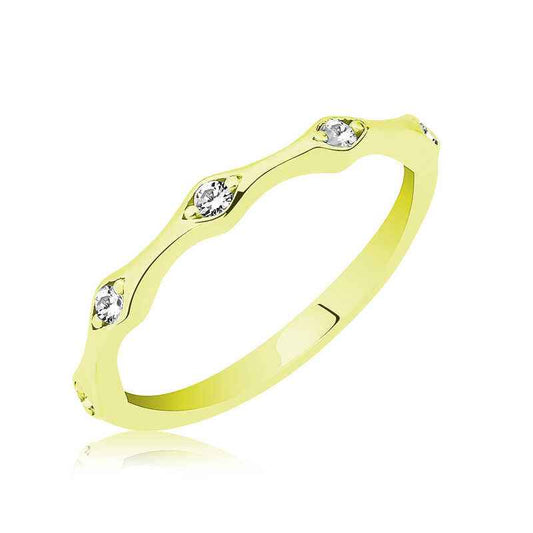 Gold Plated Five-Stone Shuttle Women's Silver Ring