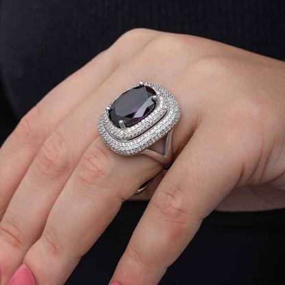 Amethyst Stone Women's Silver Ring