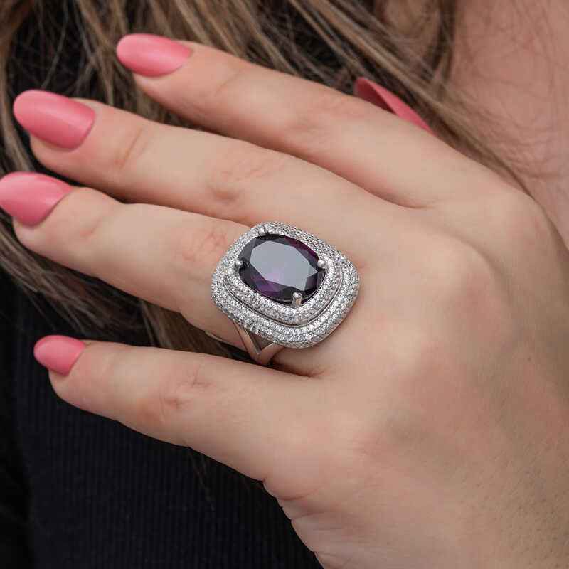 Amethyst Stone Women's Silver Ring